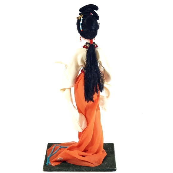 Vintage Japanese Geisha Oriental Doll On Stand Traditional Dress Holding Scroll - Picture 6 of 12